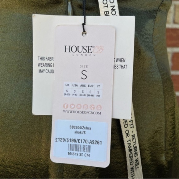 🧜‍♀️ NWT House of CB Zahra V-neck Drape Khaki Green Fishtail Mermaid Maxi Dress - Picture 8 of 13